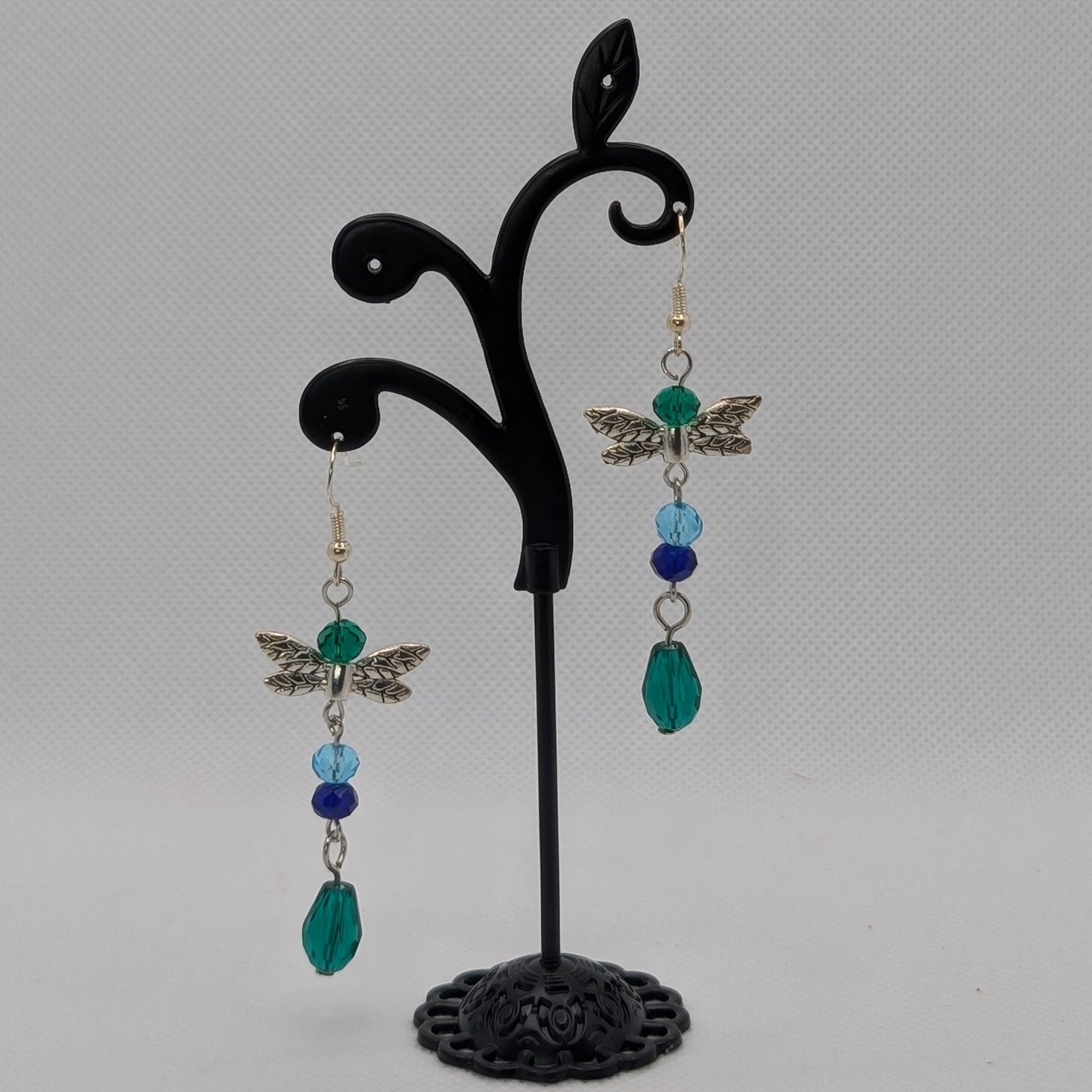 ✨Glimmerdart✨| Blue & Green Crystal Fairy Wing Dangle Earrings
