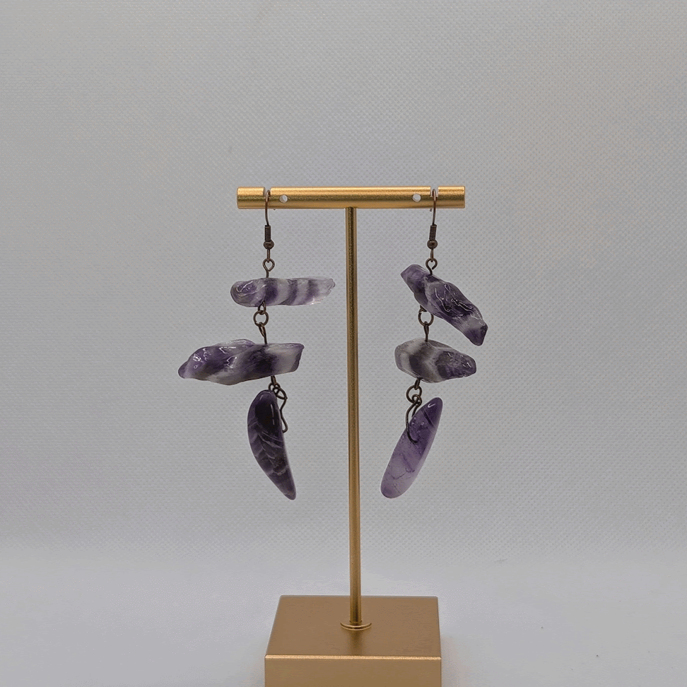✨Seismara✨| Banded Amethyst Statement Earrings