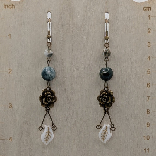 ✨Petrivine✨| Tree Agate Floral Earrings