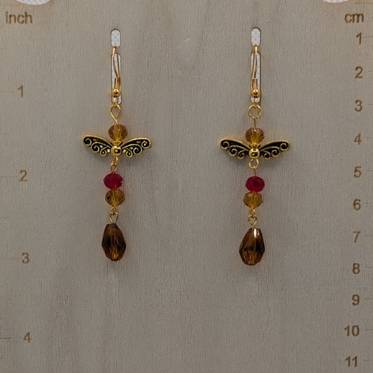 ✨Amberbuzz✨| Amber & Red Winged Fairy Earrings