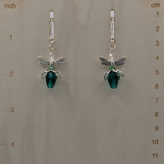 ✨Petalwhim✨| Green Fairy Wing & Flower Earrings