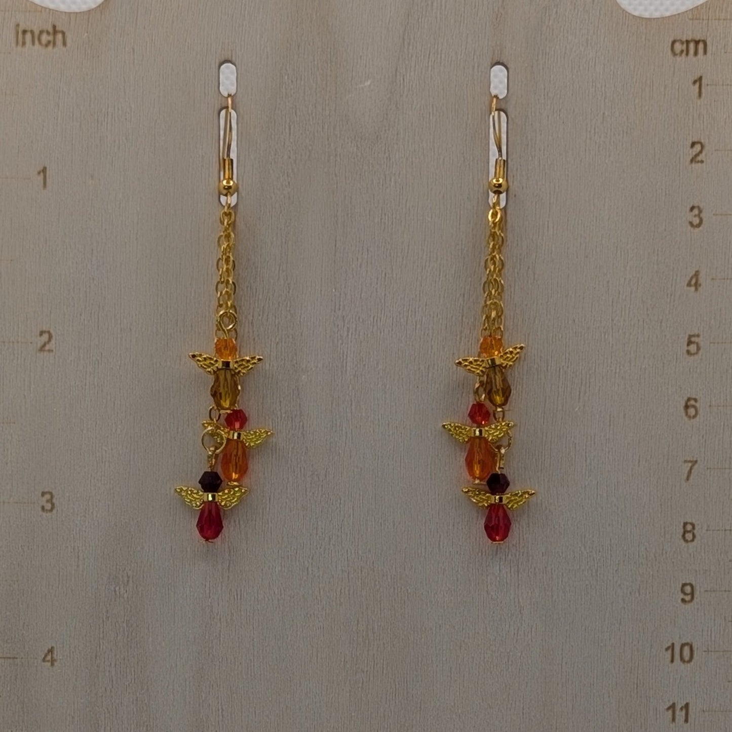 ✨Emberflock✨| Red, Orange & Gold Fairy Earrings with Winged Charms