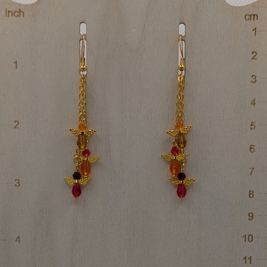 ✨Emberflock✨| Red, Orange & Gold Fairy Earrings with Winged Charms