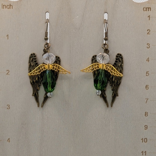 ✨Mosshelm ✨| Fairy Wing Earrings – Bronze & Gold-Toned Forest-Inspired Jewelry