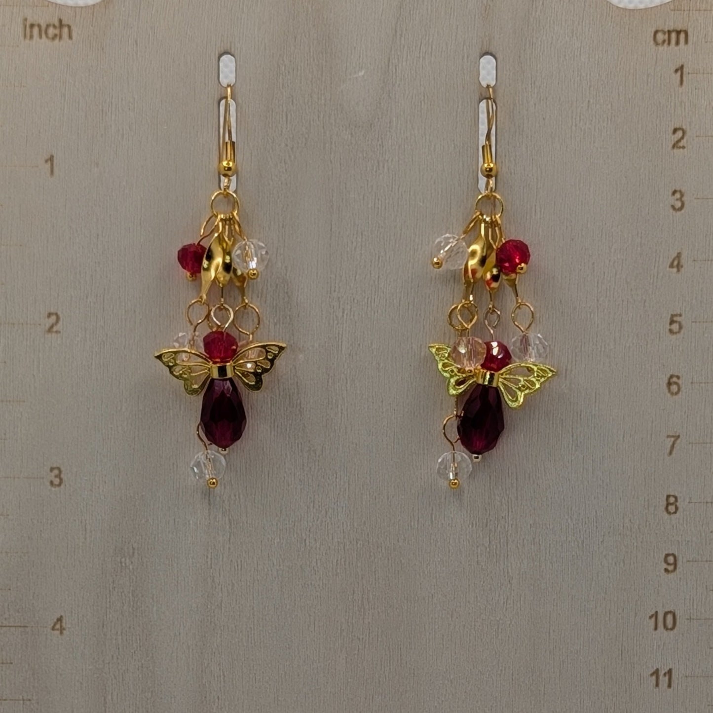 ✨Sparkwind✨| Red & Gold Dangle Fairy Earrings