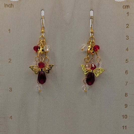 ✨Sparkwind✨| Red & Gold Dangle Fairy Earrings