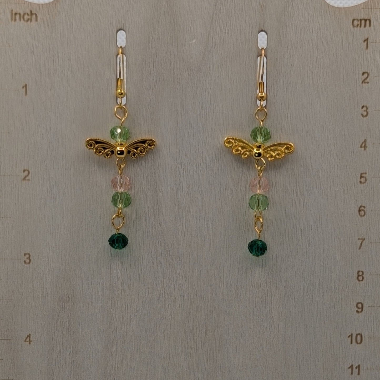 ✨Dewgold✨| Gold, Green & Pink Fairy Earrings