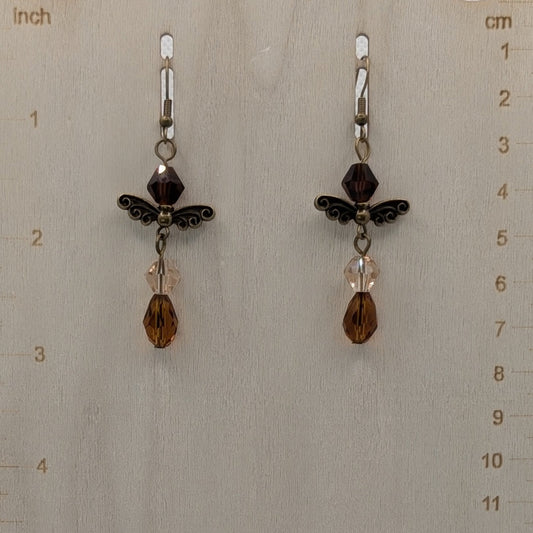 ✨Brunabelle✨| Bronze Fairy Earrings with Amber & Espresso Crystal Accents