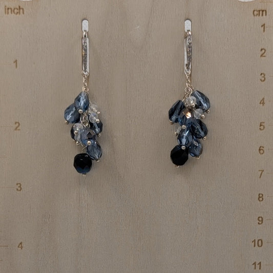 ✨Frostfall✨| Blue Crystal Cluster Earrings Made from Repurposed Jewelry