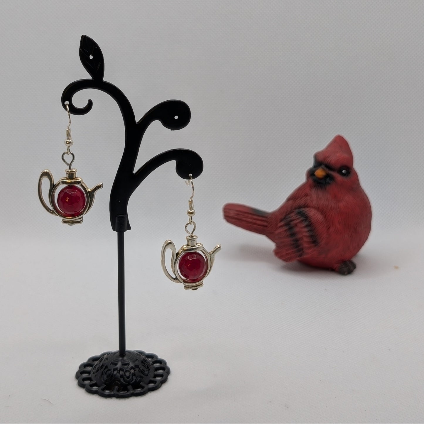 ✨Potionpot✨| Red Jade Teapot Earrings with Whimsical Charm