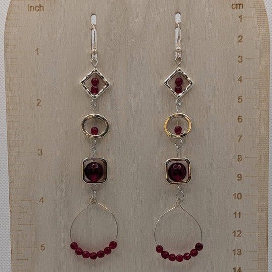 ✨Redaxia✨| Red Jade Geometric Statement Earrings