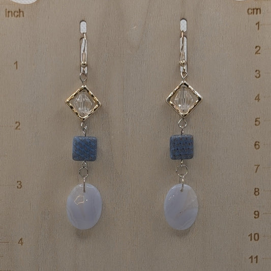 ✨Skyloft✨| Blue Lace Agate & Reclaimed Bead Dangle Earrings