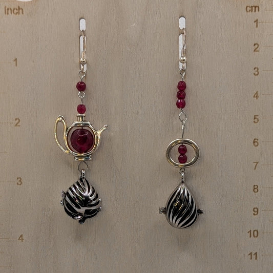 ✨Aromabrew✨| Red Jade Assymetrical Essential Oil Diffuser Earrings