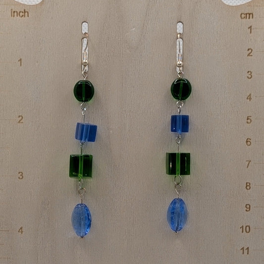 ✨Pixeldrip Vine✨| Blue & Green Glass Geometric Earrings