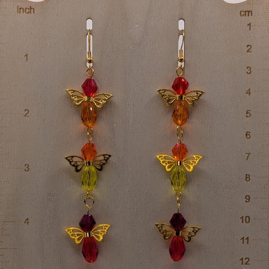 ✨Firadiance✨| Gold-Toned Fairy Earrings with Fiery Crystal Dangles