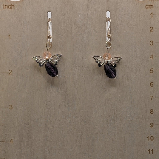 ✨Lulaplum✨| Pink & Plum Fairy Earrings with Silver-Toned Wings