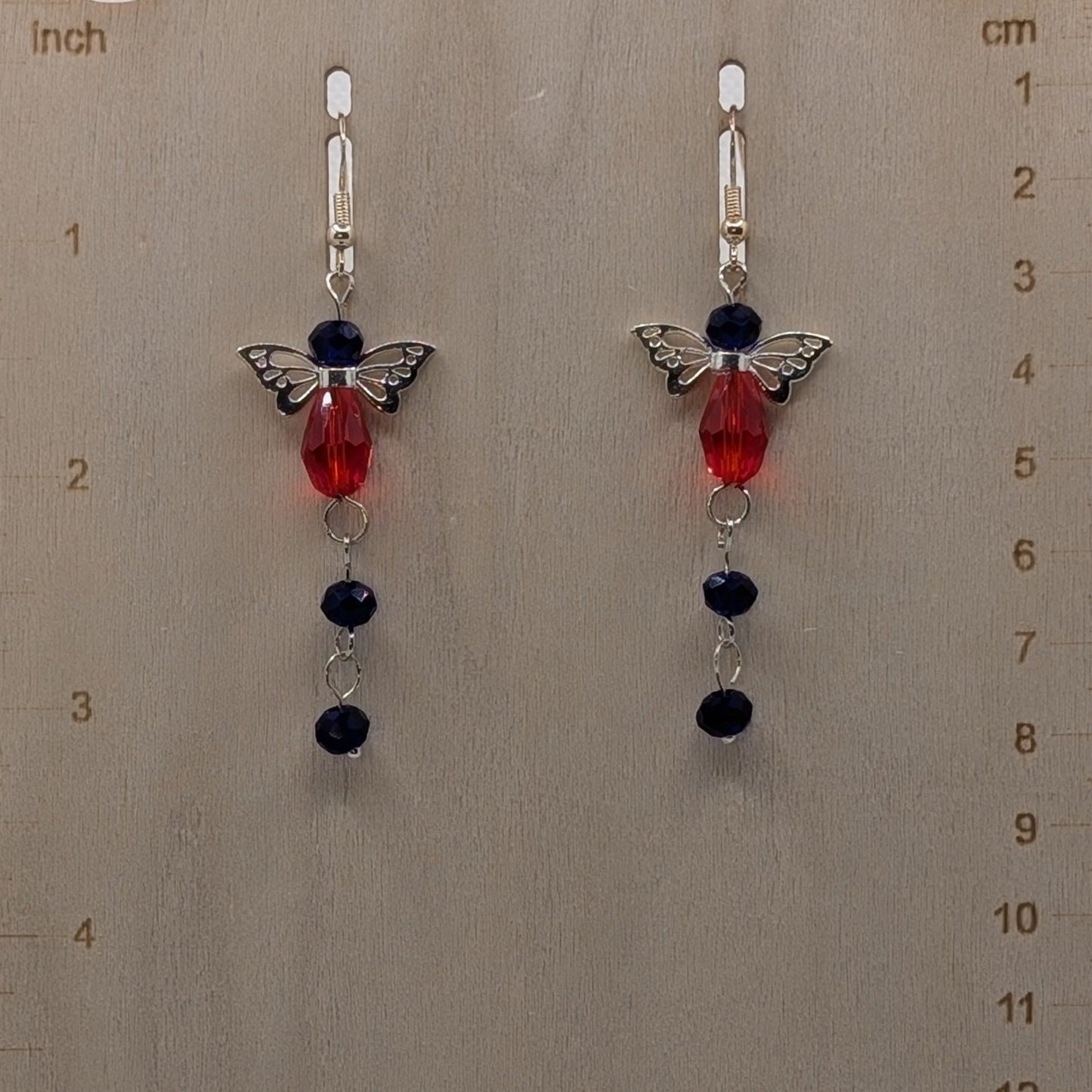 ✨Summerdusk✨| Orange & Blue Winged Dangle Fairy Earrings