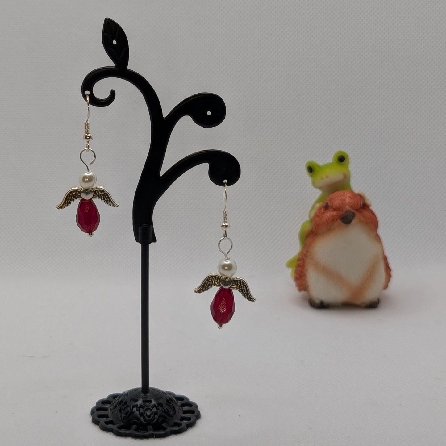 ✨Pearlberries✨| Fairy Earrings with Natural Pearls & Red Glass Drops
