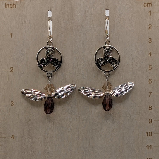 ✨Triskelift✨| Rose Champagne Spiral Fairy Earrings with Triskelion Charms