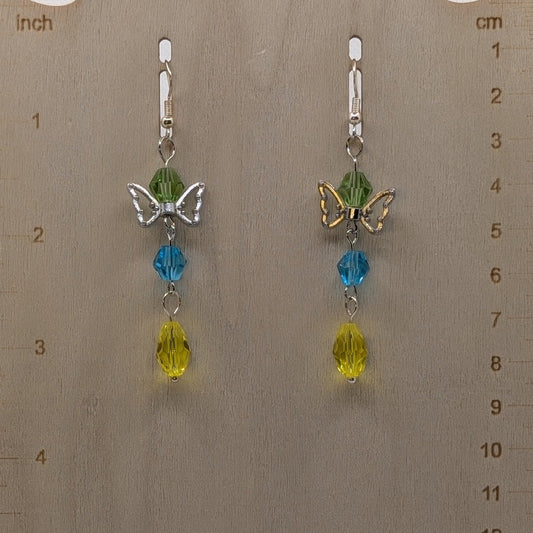 ✨Limonelle✨| Lemon Yellow, Green & Blue Crystal Winged Fairy Earrings