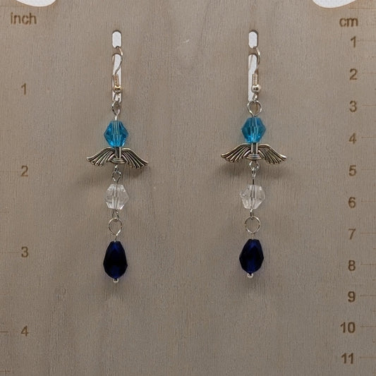 ✨Chillquill✨| Blue & Silver Frost Fairy Wing Earrings