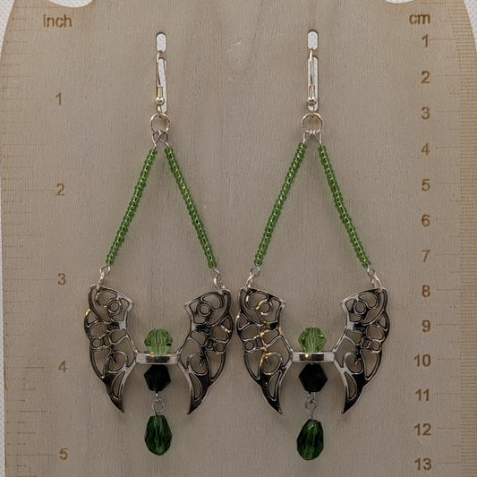 ✨Faewardens✨| Green & Silver Bold Fairy Earrings