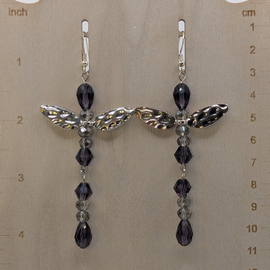 ✨Shadowflit✨| Shadow Elemental Fairy Earrings with Silver-Toned Wings