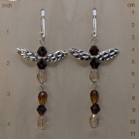 ✨Merrydirt✨| Earth Elemental Fairy Earrings with Silver-Toned Wings