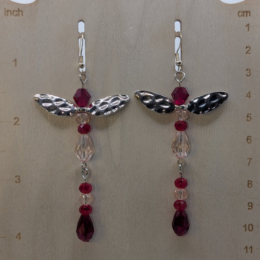 ✨Crimsera✨| Heart Elemental Fairy Earrings with Silver-Toned Wings