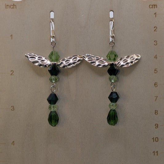 ✨Mosseldra✨| Forest Elemental Fairy Earrings with Silver-Toned Wings
