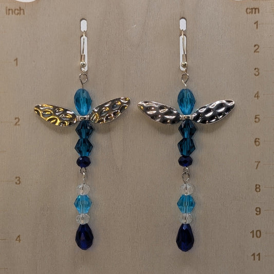 ✨Aquelle✨| Water Elemental Fairy Earrings with Silver-Toned Wings