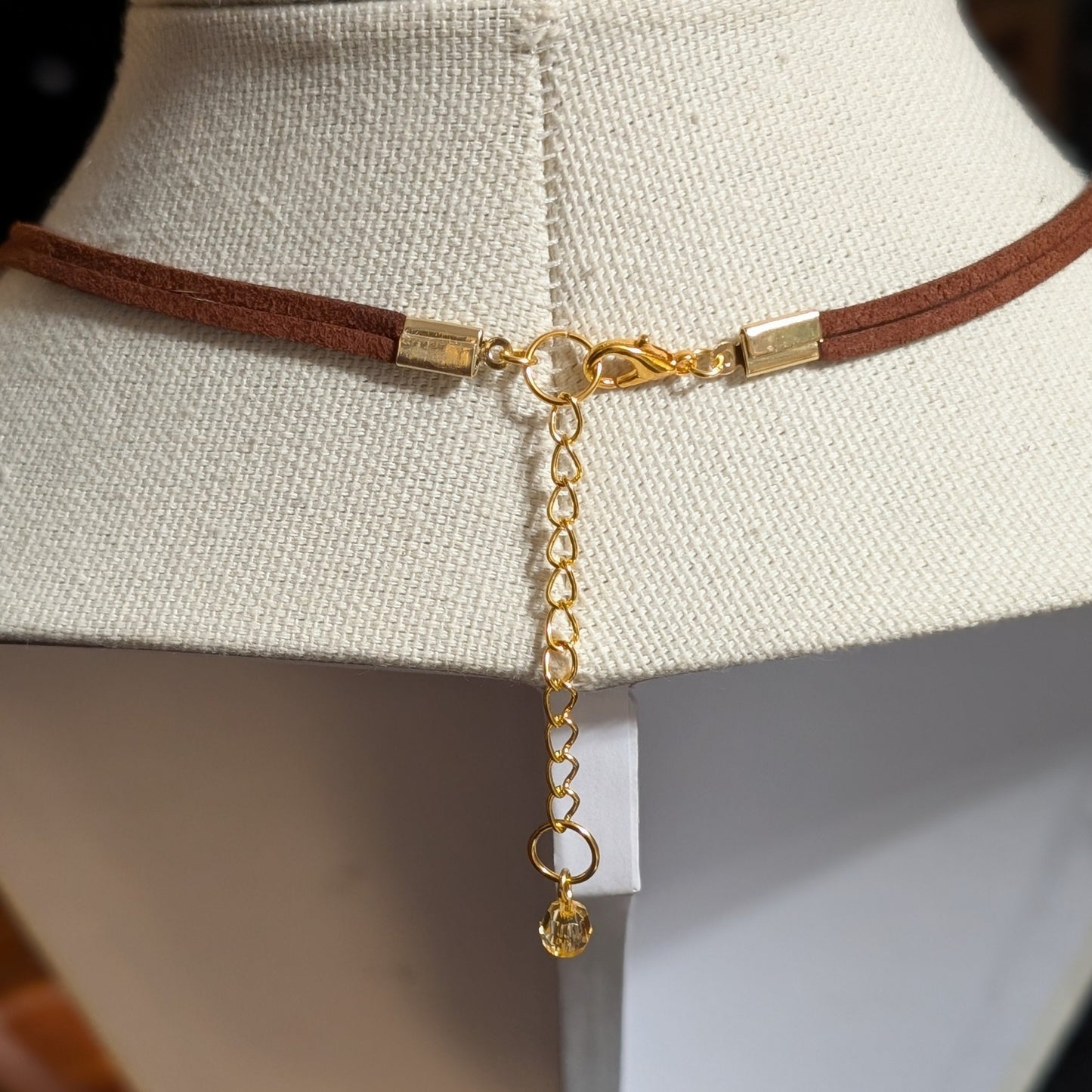 ✨Terrabloom✨| Pink Aventurine & Goldstone Choker with Faux Leather Cord