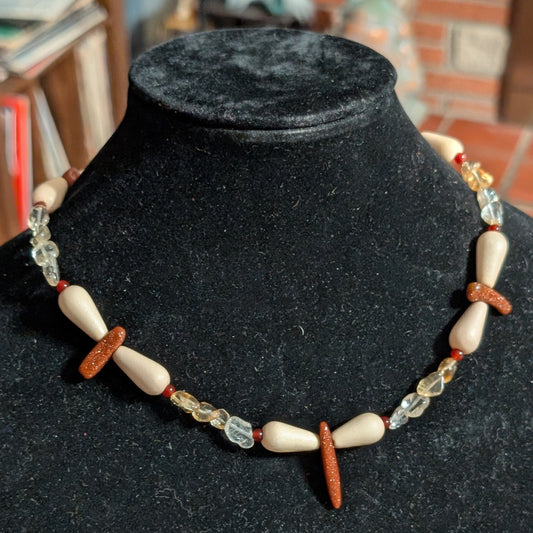 ✨Sundart✨| Citrine, Carnelian & Goldstone Flame-Wing Necklace