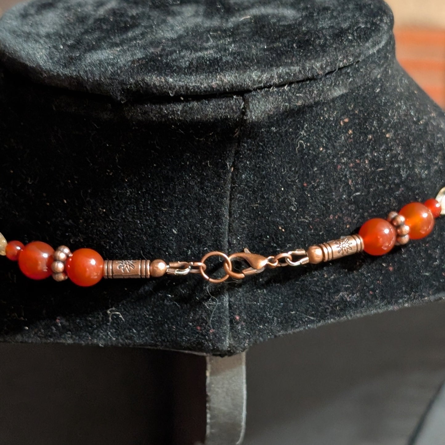✨Moltenflit✨| Carnelian, Citrine & Goldstone Necklace with Wooden Wing Accents