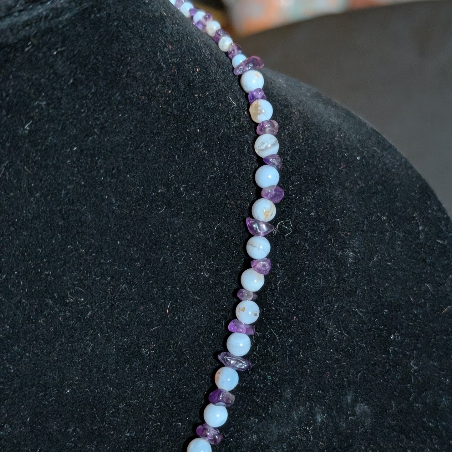 ✨Celestalis✨| Blue Lace Agate & Amethyst Celestial Necklace with Moon, Star & Planet Charms