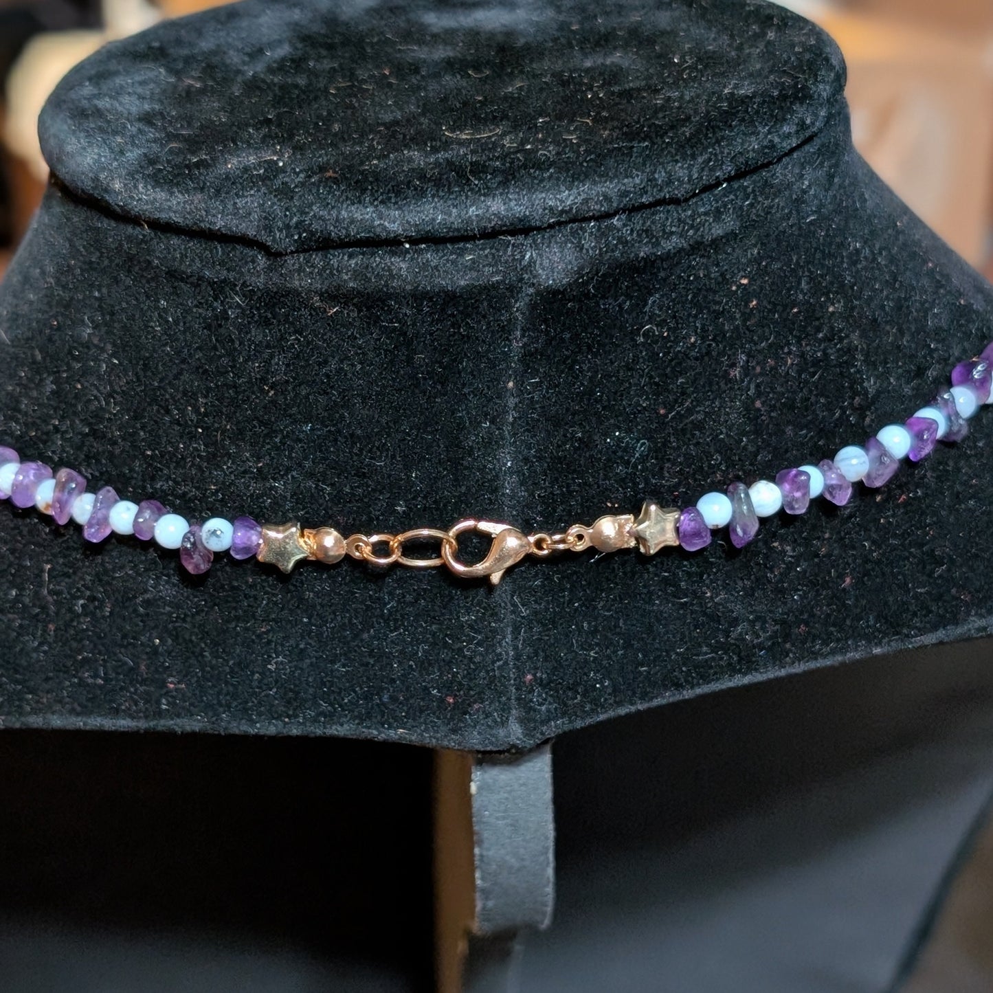 ✨Celestalis✨| Blue Lace Agate & Amethyst Celestial Necklace with Moon, Star & Planet Charms