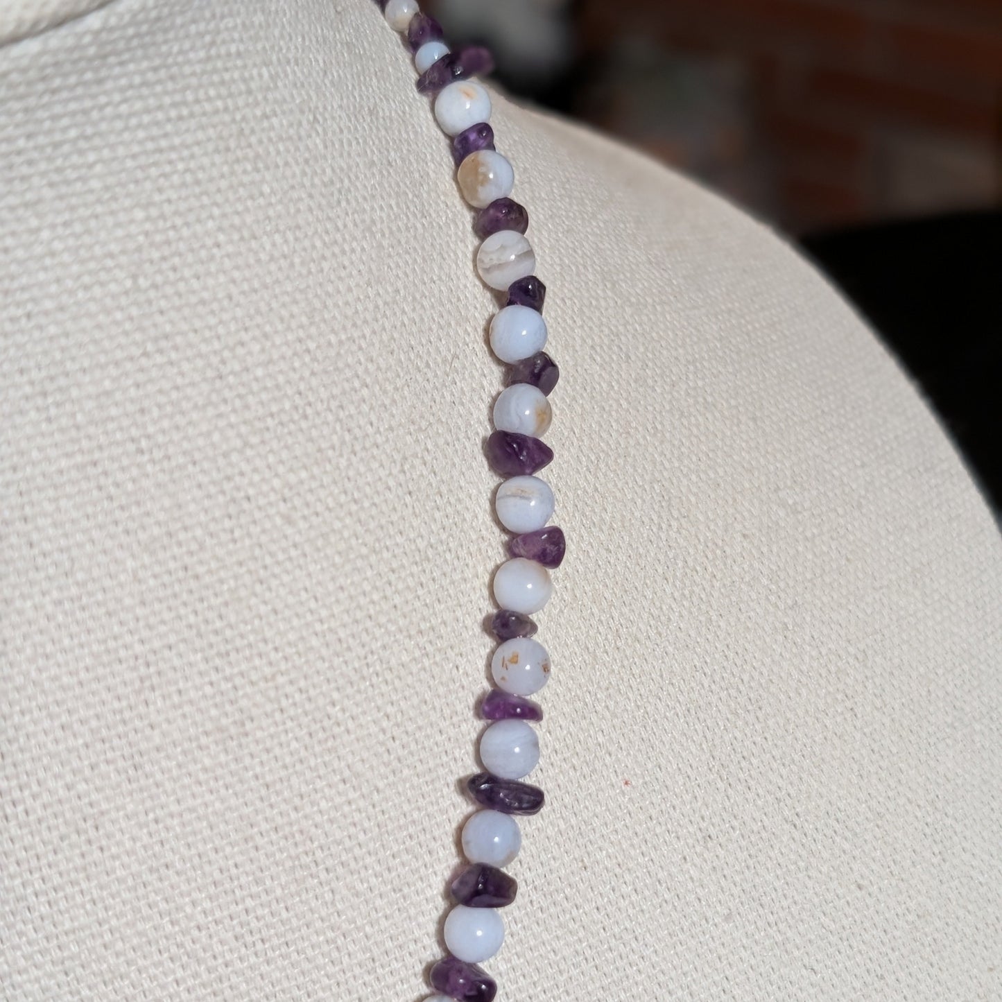 ✨Celestalis✨| Blue Lace Agate & Amethyst Celestial Necklace with Moon, Star & Planet Charms