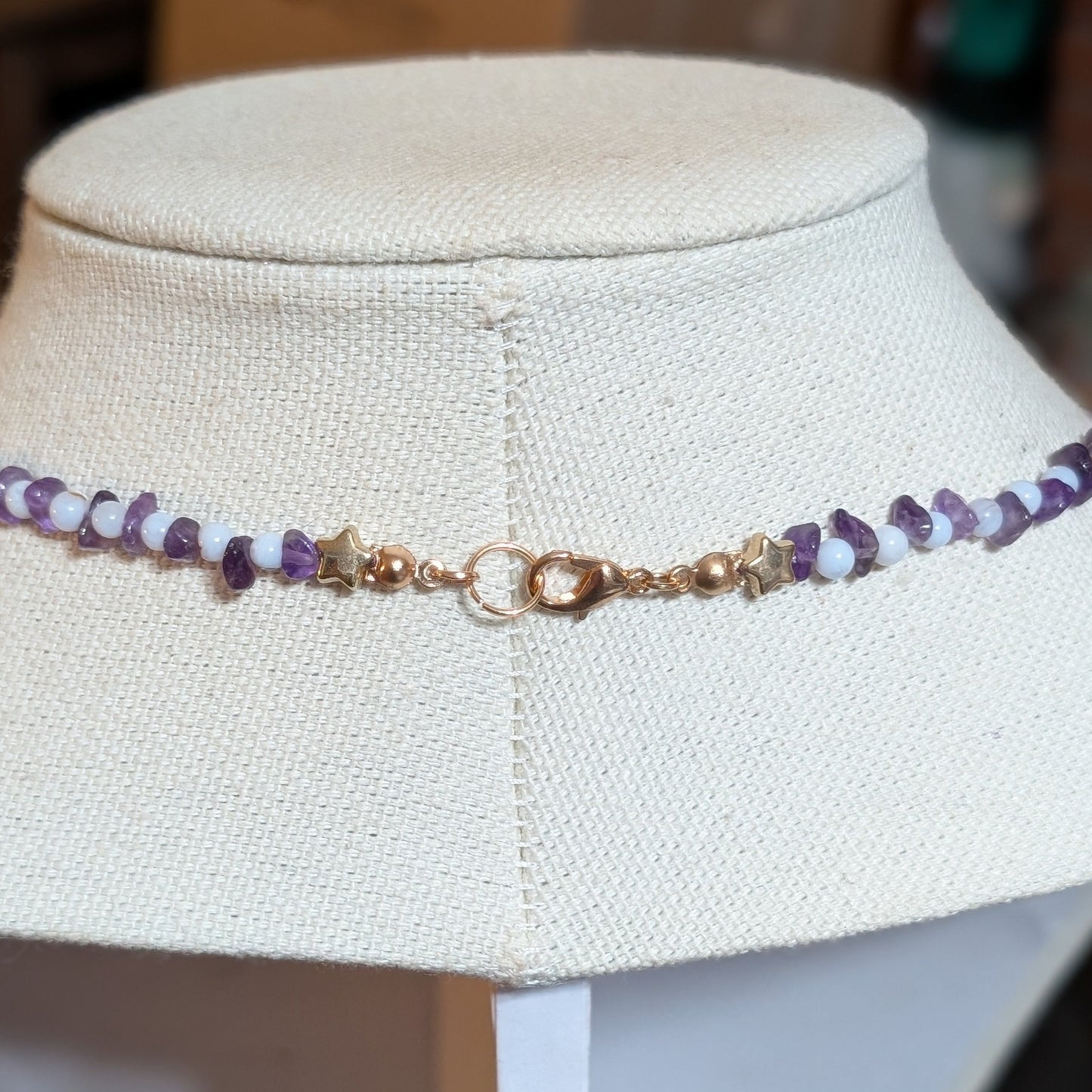 ✨Celestalis✨| Blue Lace Agate & Amethyst Celestial Necklace with Moon, Star & Planet Charms