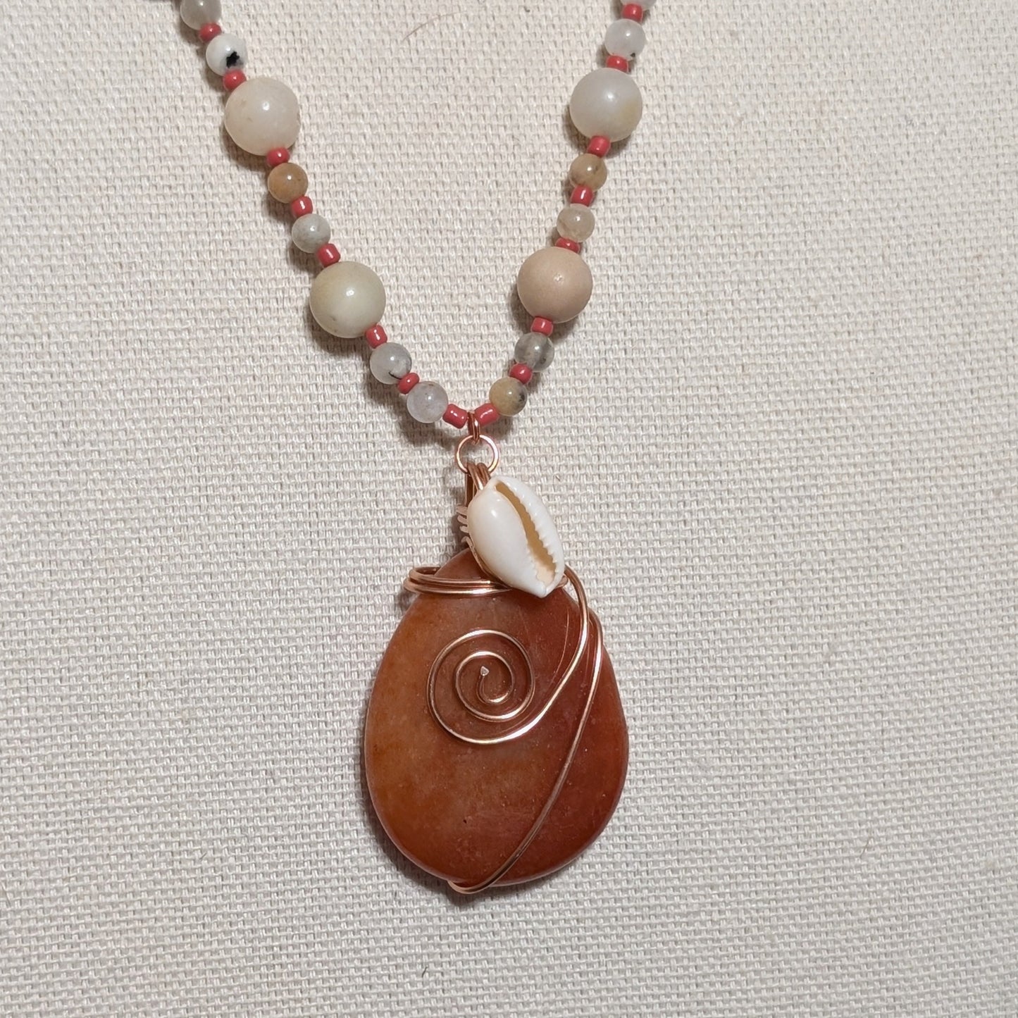 ✨Talishore✨| Aquamarine & Amazonite Necklace with Red Aventurine Pendant