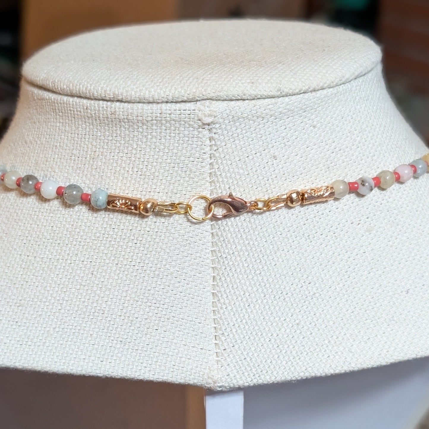 ✨Talishore✨| Aquamarine & Amazonite Necklace with Red Aventurine Pendant