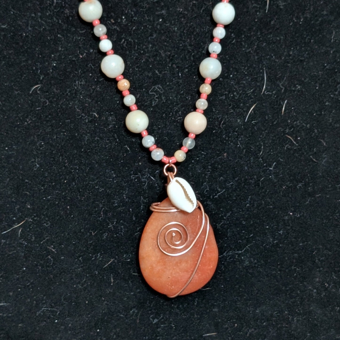 ✨Talishore✨| Aquamarine & Amazonite Necklace with Red Aventurine Pendant
