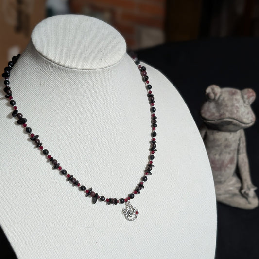 ✨Obscorpion✨| Scorpio Zodiac Necklace in Garnet & Black Tourmaline