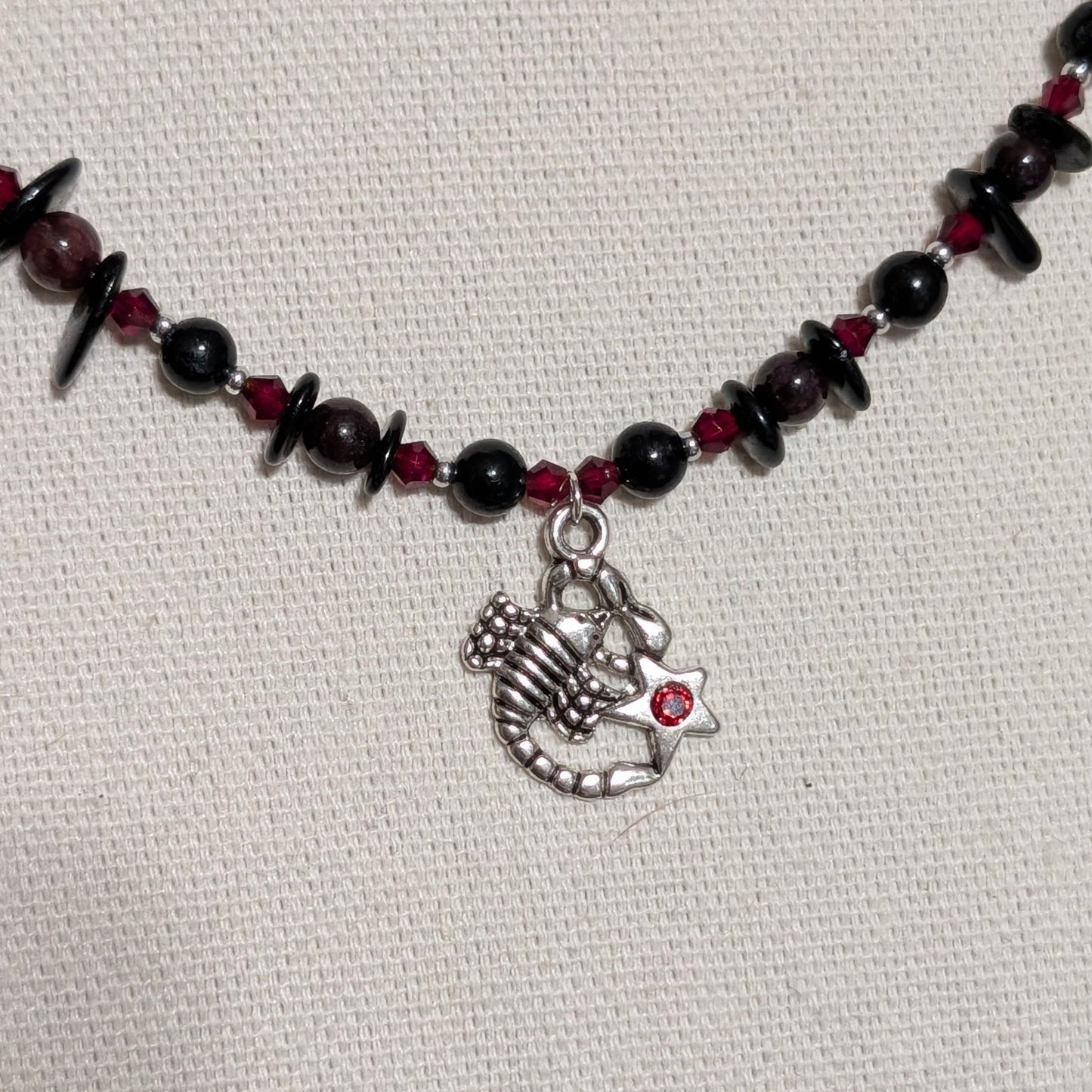 ✨Obscorpion✨| Scorpio Zodiac Necklace in Garnet & Black Tourmaline