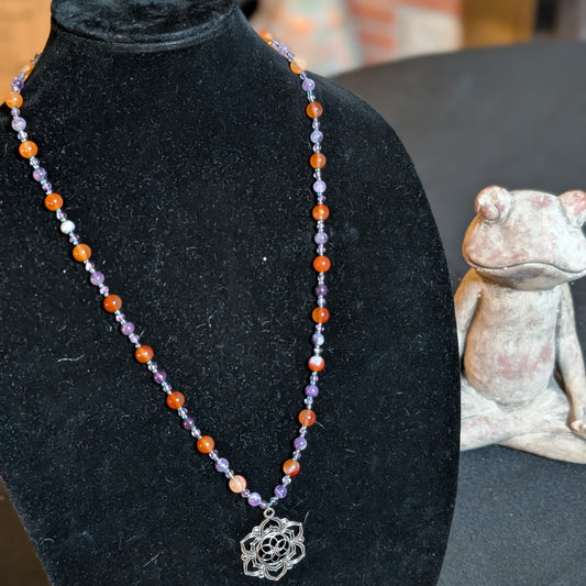 ✨Lotaria✨| Carnelian & Amethyst Lotus Necklace