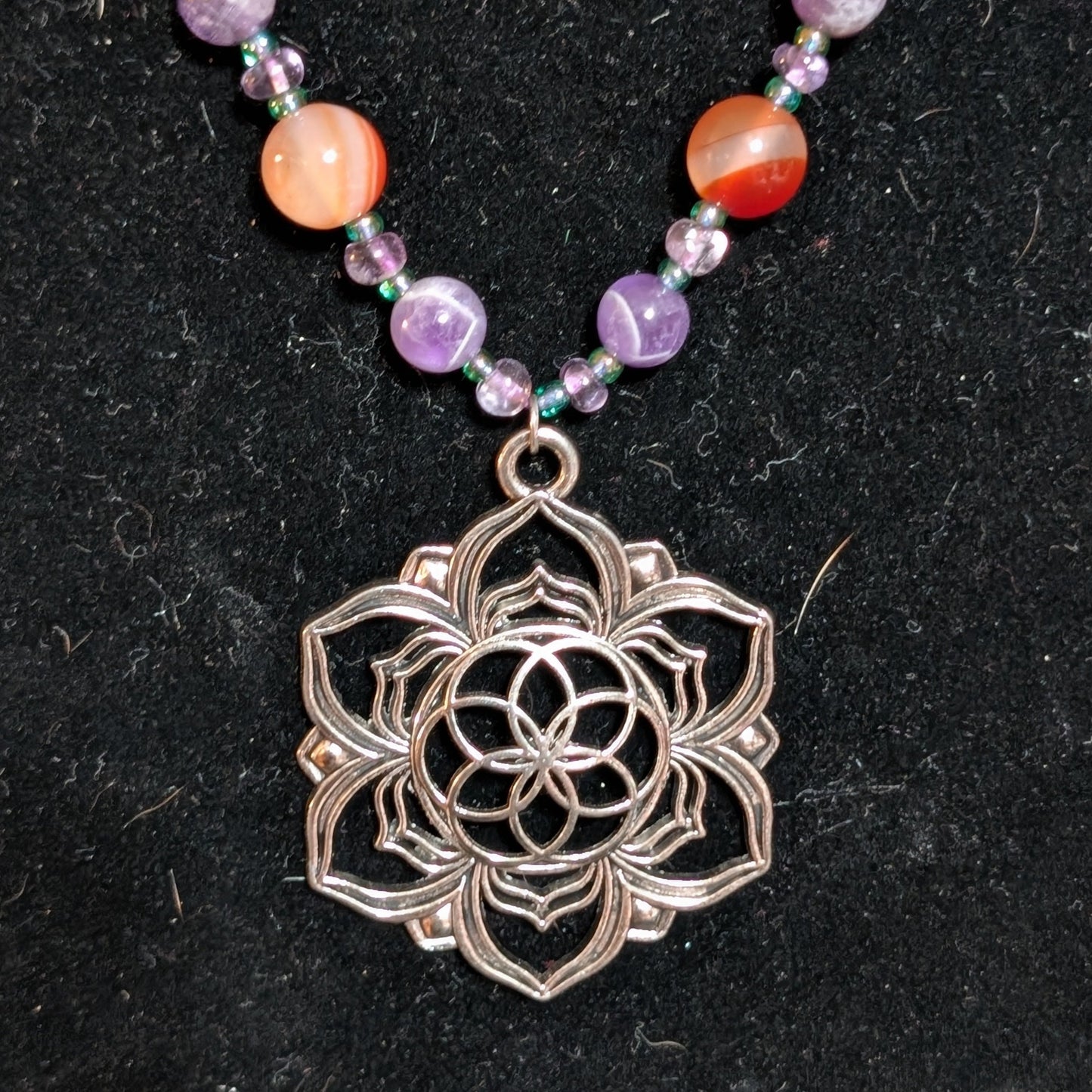 ✨Lotaria✨| Carnelian & Amethyst Lotus Necklace