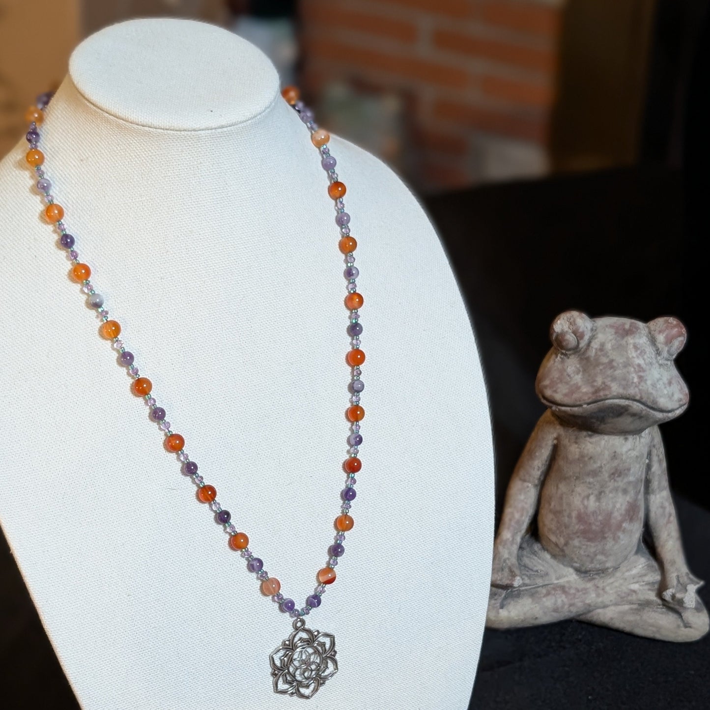 ✨Lotaria✨| Carnelian & Amethyst Lotus Necklace