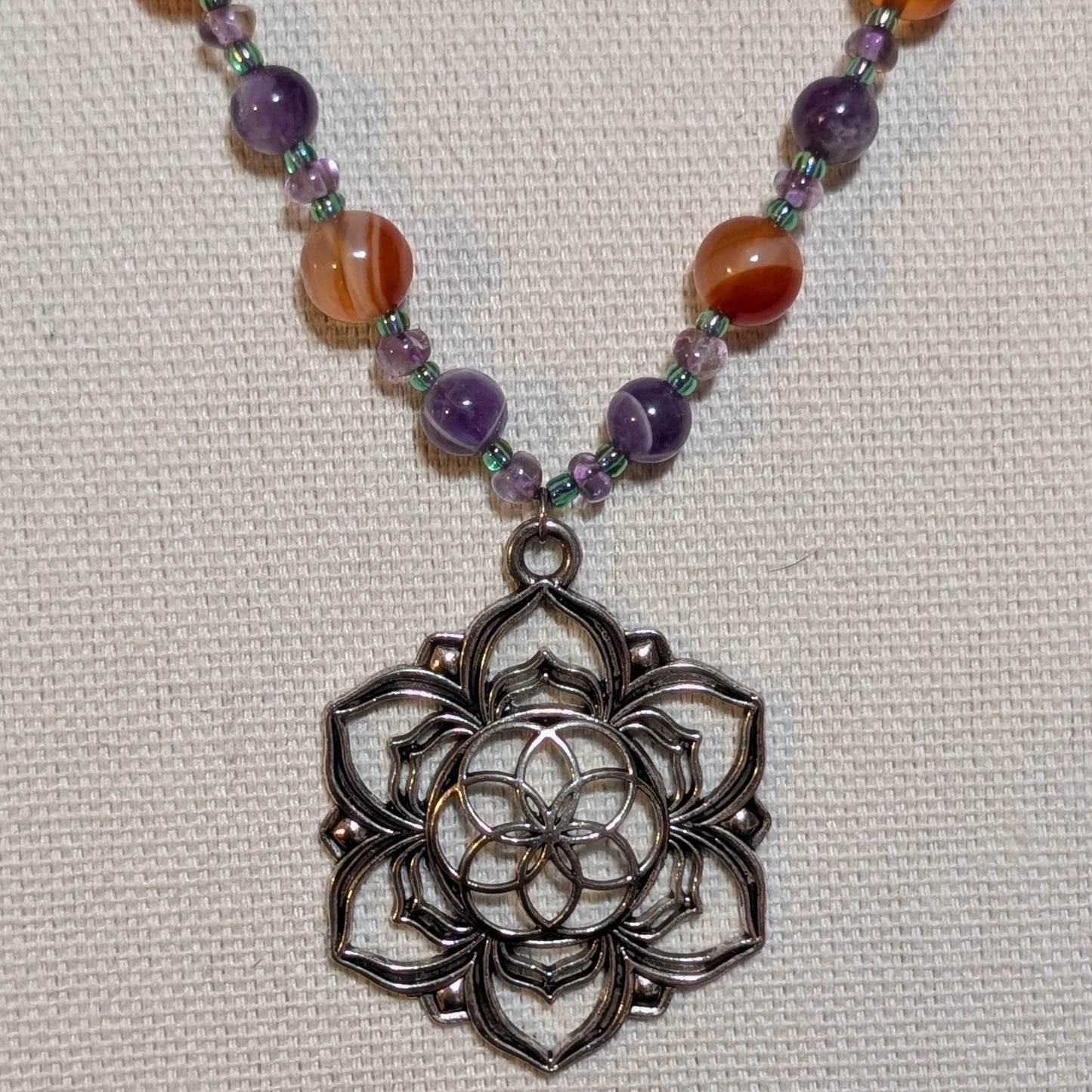 ✨Lotaria✨| Carnelian & Amethyst Lotus Necklace