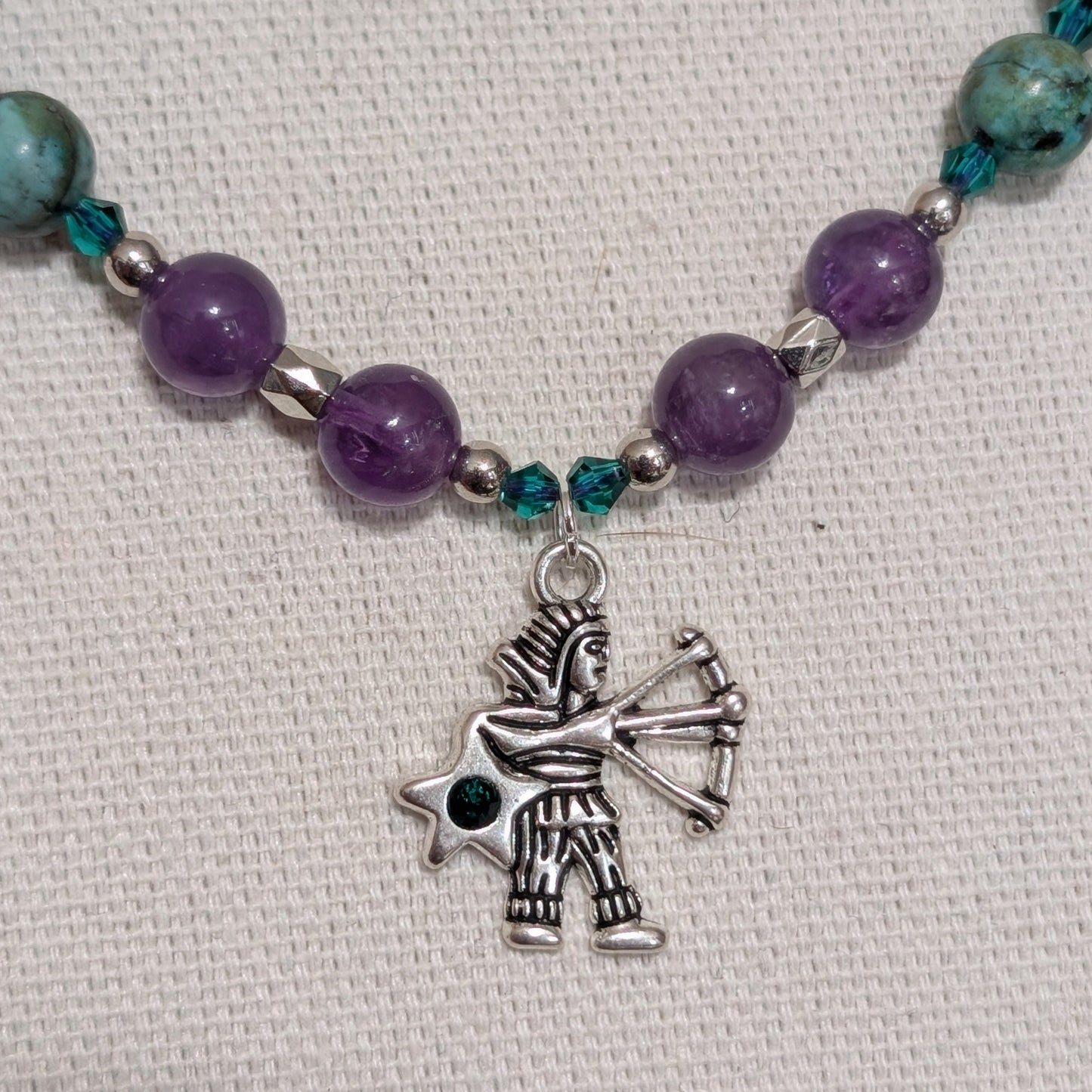 ✨Aetherbow✨| Sagittarius Zodiac Necklace with Turquoise, Amethyst & Wood