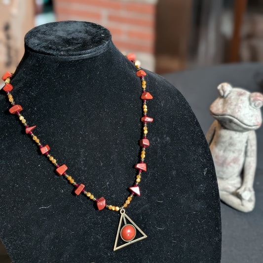 ✨Jaspyre✨| Red Jasper & Golden Tiger’s Eye Geometric Alchemy Pendant