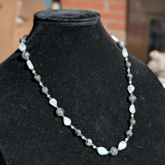 ✨Prismveil✨| Labradorite & Rainbow Moonstone Necklace | The Monochromatic Rainbow
